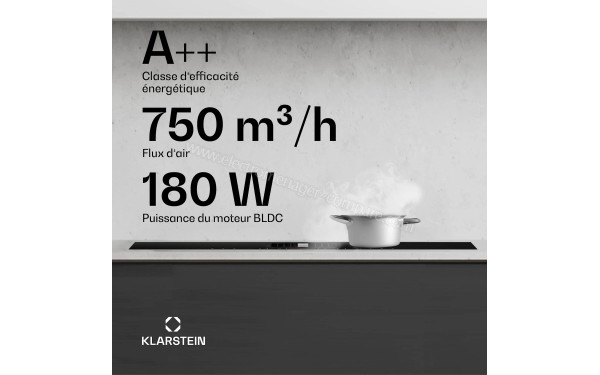 KLARSTEIN AirJet FlexPro Down Air System 83 Noir - Puissance de cuisson