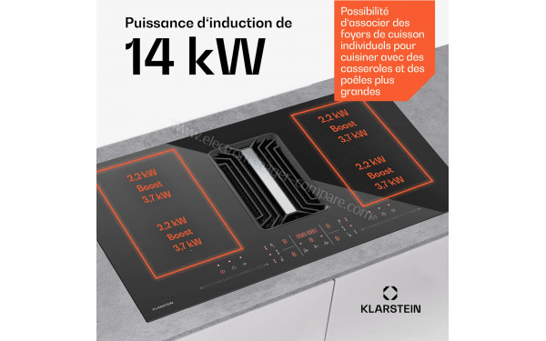 KLARSTEIN AirJet FlexPro Down Air System 83 Noir - Puissance de cuisson