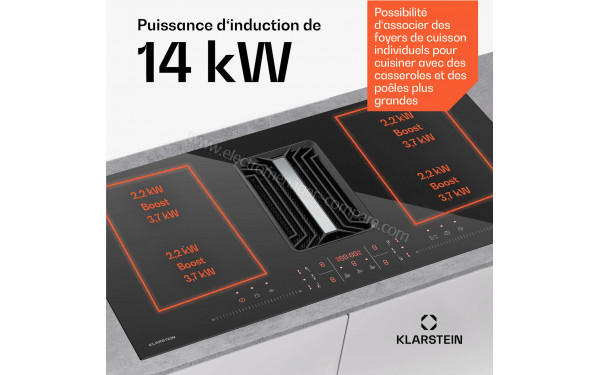 KLARSTEIN AirJet FlexPro Down Air System 90 Noir - Puissance de cuisson