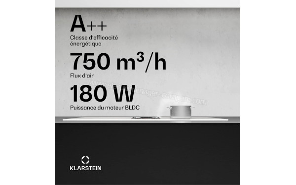 KLARSTEIN AirJet FlexPro Down Air System 90 Blanc - Puissance de cuisson