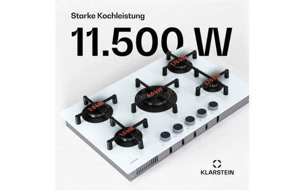 KLARSTEIN Illuminosa 5 Blanc - Puissance de cuisson