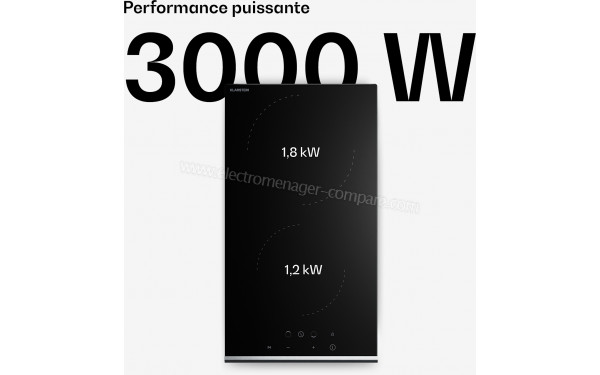 KLARSTEIN Verosteel 30 Vitroc&eacute;ramique Noir - Puissance des foyers