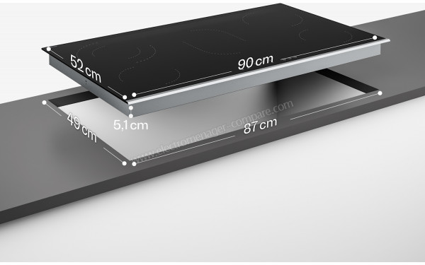 KLARSTEIN Verosteel 90 Vitroc&eacute;ramique Noir - Dimensions