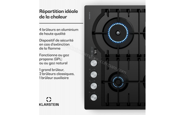 KLARSTEIN Ignito Timer Noir - Zoom sur les foyers &agrave; gaz