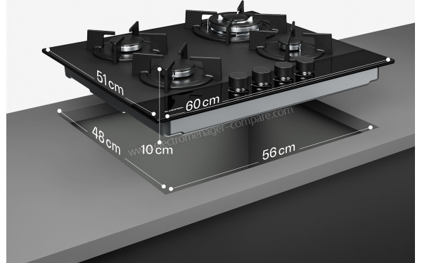 KLARSTEIN Velaire 60 Gaz Noir - Dimensions