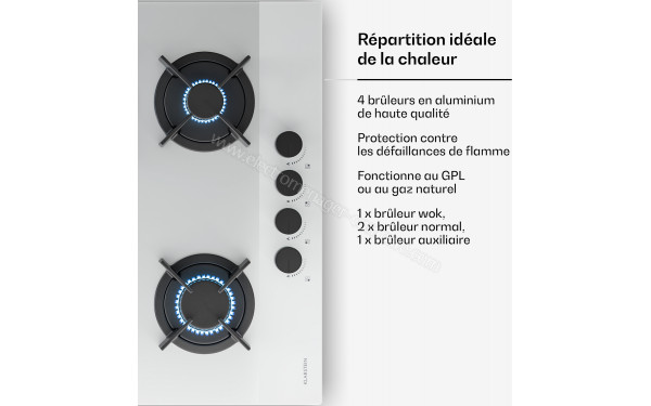 KLARSTEIN Velaire 60 Gaz Blanc - Zoom sur les foyers