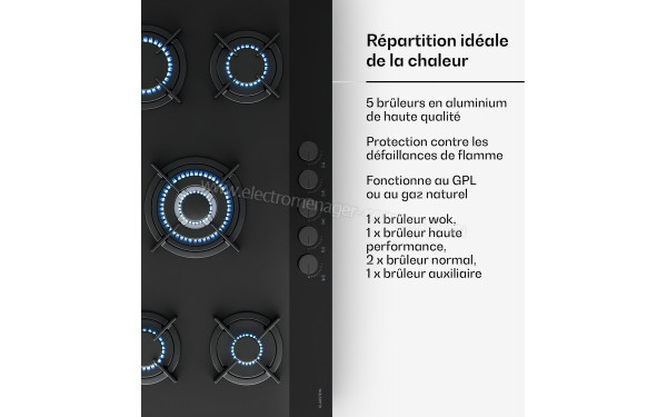 KLARSTEIN Velaire 90 Gaz Noir - Zoom sur les foyers