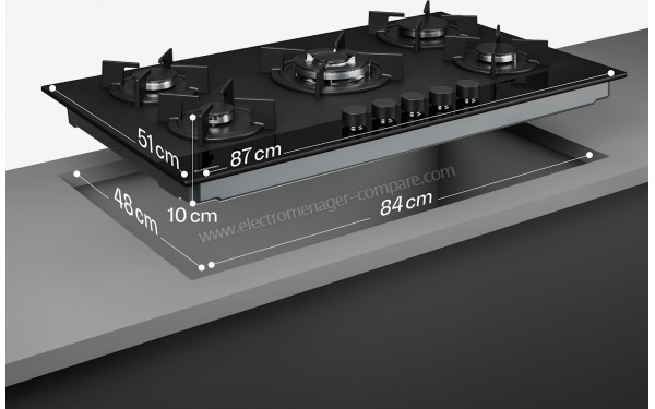 KLARSTEIN Velaire 90 Gaz Noir - Dimensions
