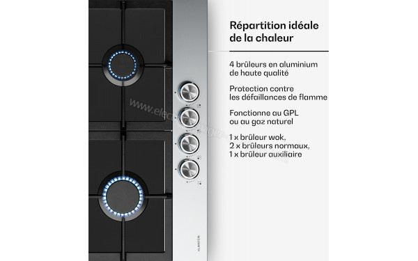 KLARSTEIN Verosteel 60 Gaz Argent - Zoom sur les foyers