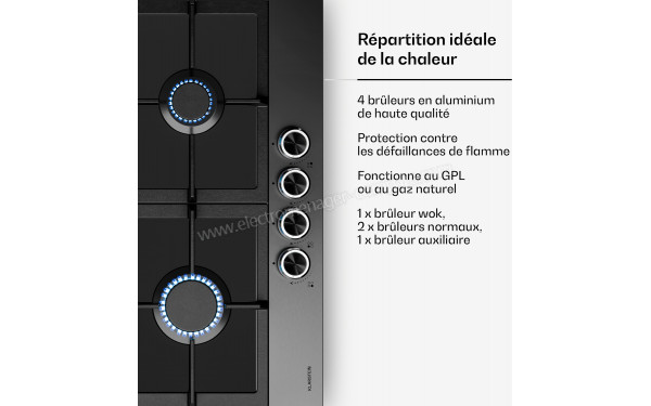 KLARSTEIN Verosteel 60 Gaz Noir - Zoom sur les foyers