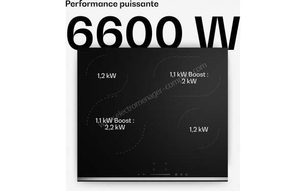 KLARSTEIN Verosteel 60 Vitroc&eacute;ramique Noir - Puissance des foyers