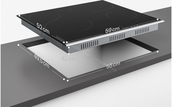 KLARSTEIN Verosteel 60 Vitroc&eacute;ramique Noir - Dimensions