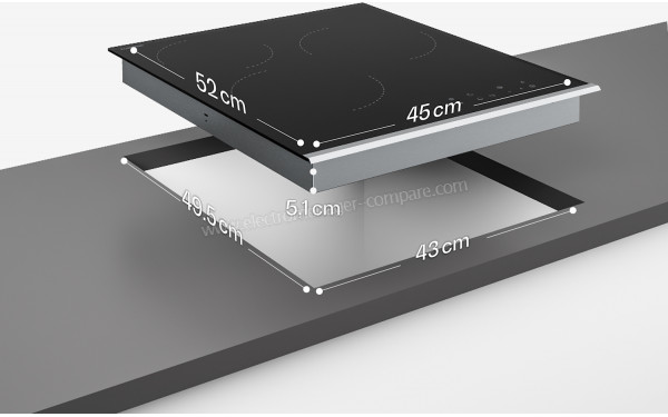 KLARSTEIN Verosteel 45 Vitroc&eacute;ramique Noir - Dimensions