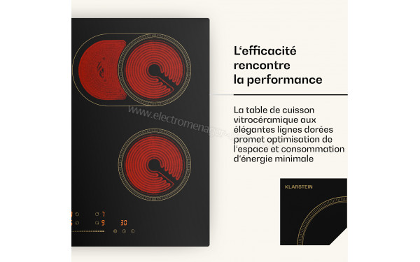 KLARSTEIN Victoria 60 Vitroc&eacute;ramique Noir - Zoom sur les foyers