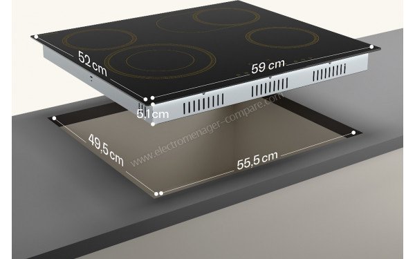 KLARSTEIN Victoria 60 Vitroc&eacute;ramique Noir - Dimensions