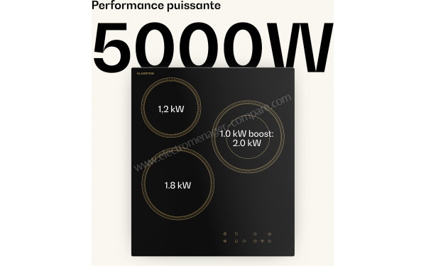 KLARSTEIN Victoria 45 Vitroc&eacute;ramique Noir - Puissance des foyers