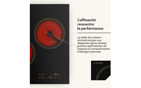 KLARSTEIN Victoria 45 Vitroc&eacute;ramique Noir - Zoom sur les foyers