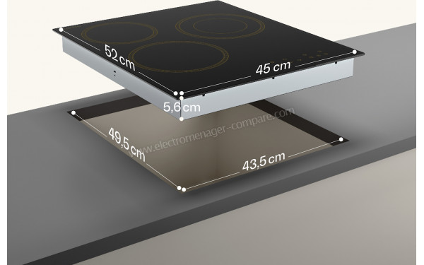 KLARSTEIN Victoria 45 Vitroc&eacute;ramique Noir - Dimensions