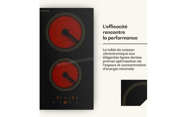 KLARSTEIN Victoria 30 Vitroc&eacute;ramique Noir - Zoom sur les foyers