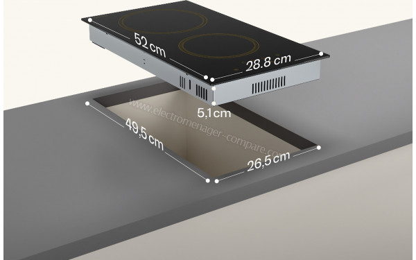 KLARSTEIN Victoria 30 Vitroc&eacute;ramique Noir - Dimensions