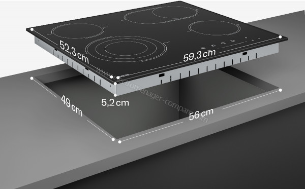 KLARSTEIN Velaire 60 Vitroc&eacute;ramique Noir - Dimensions