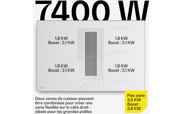 KLARSTEIN Velaire 80 Induction Blanc - Puissance des foyers
