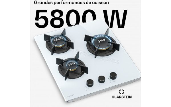 KLARSTEIN Goldflame 3 Blanc 2023 - Puissance de cuisson
