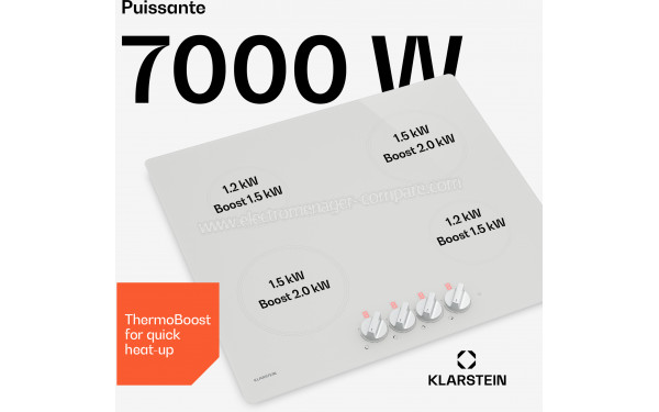 KLARSTEIN Kochheld 4 Blanc - Puissance de cuisson