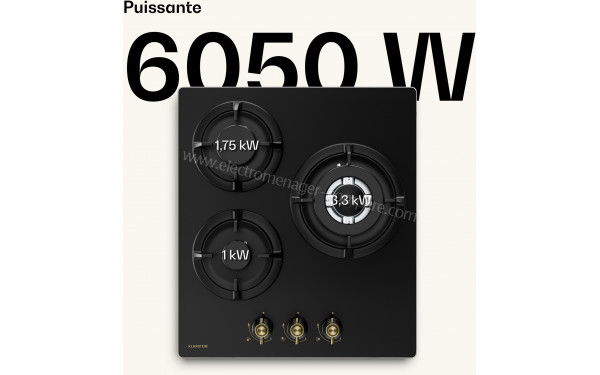 KLARSTEIN Victoria Gaz 3 Noir - Puissance de cuisson