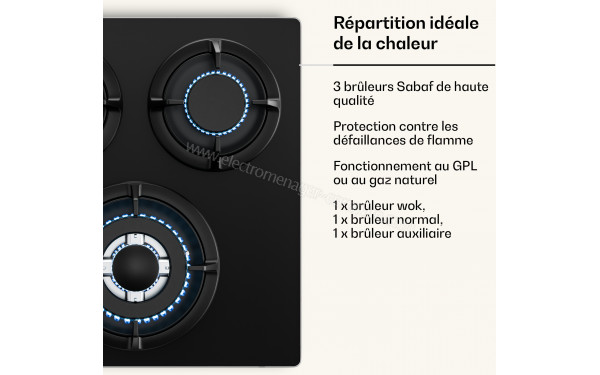 KLARSTEIN Victoria Gaz 3 Noir - Zoom sur les foyers &agrave; gaz