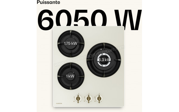KLARSTEIN Victoria Gaz 3 Cr&egrave;me - Puissance de cuisson