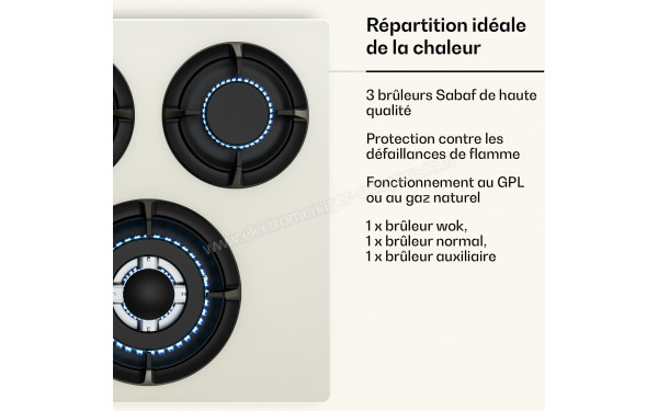 KLARSTEIN Victoria Gaz 3 Cr&egrave;me - Zoom sur les foyers &agrave; gaz