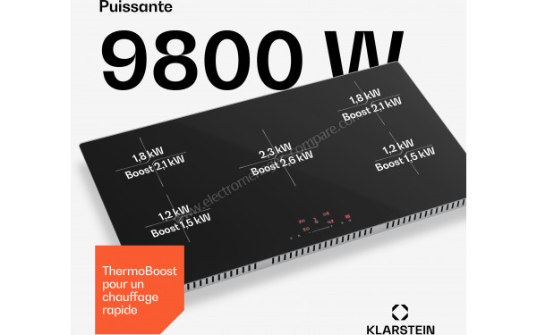 KLARSTEIN PowerGlide 90 Noir Mat - Puissance de cuisson