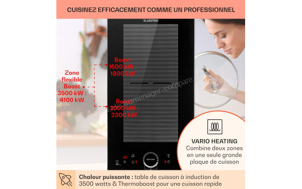KLARSTEIN Delicatessa Slim Noir - Puissance de cuisson
