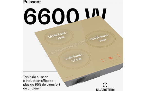 KLARSTEIN Victoria Induction 3 Cr&egrave;me - Puissance de cuisson