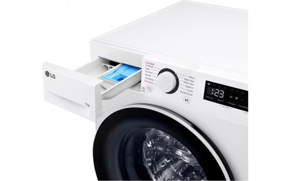 LG F14R50WHS - Zoom sur le tiroir lessiviel vue 3/4 droite