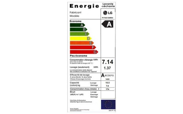 LG F174513WRH - &Eacute;tiquette &eacute;nergie