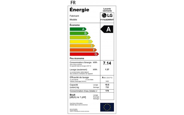 LG F174J82WRHT - &Eacute;tiquette &eacute;nergie