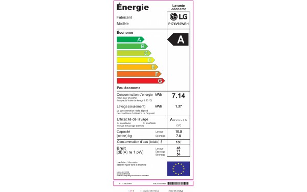 LG F174V92WRH - &Eacute;tiquette &eacute;nergie