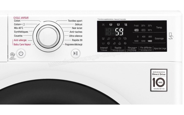 LG F4J6EY2W - Panneau de commandes (cr&eacute;dit : Boulanger)