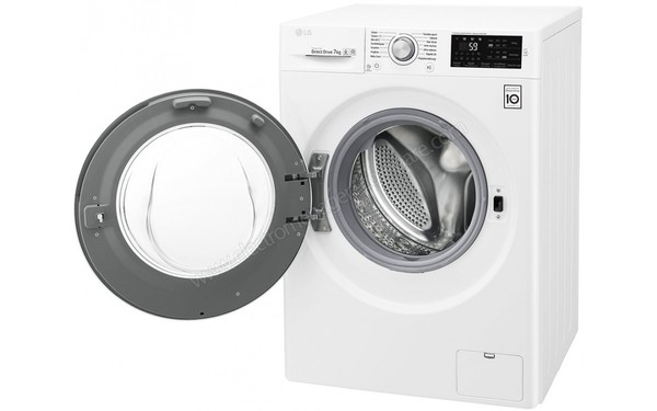 LG F72J54WH - Vue 3/4 droite hublot ouvert