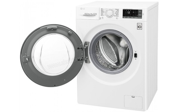 LG F74J53WH - Vue 3/4 droite hublot ouvert