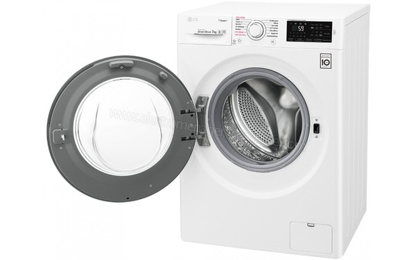 LG F74J60SWH - Vue 3/4 droite hublot ouvert