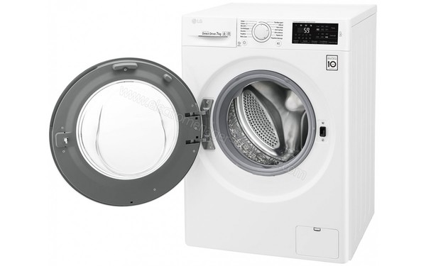 LG F74J60WHW - Vue 3/4 droite hublot ouvert