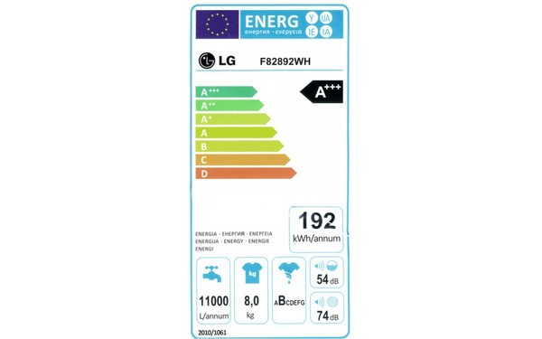 LG F82892WH - &Eacute;tiquette &eacute;nergie