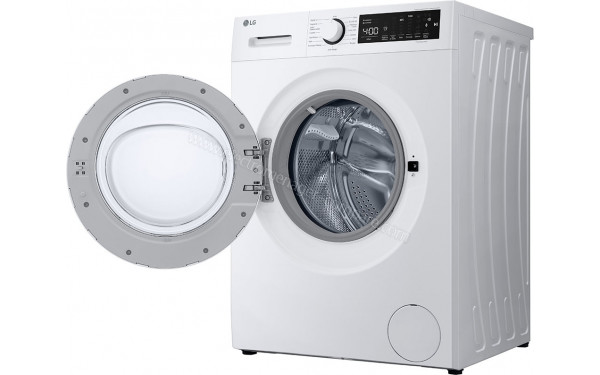 LG F82D13WHS - Vue 3/4 droite hublot ouvert