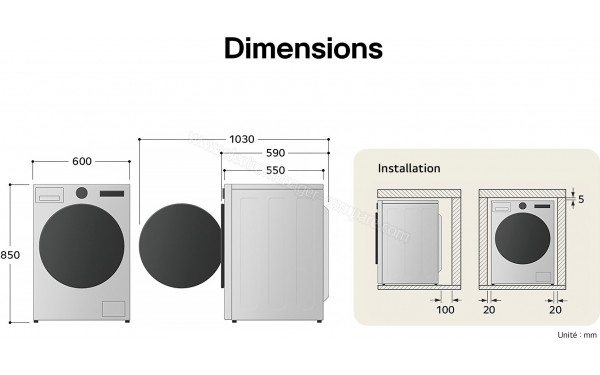 LG F84B15MBS - Dimensions