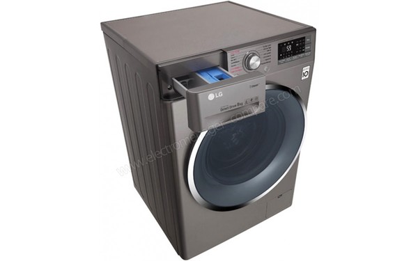 LG F84J72STS - Vue 3/4 gauche avec bac &agrave; produits