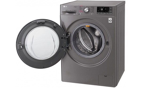 LG F84J72STS - Vue 3/4 droite hublot ouvert