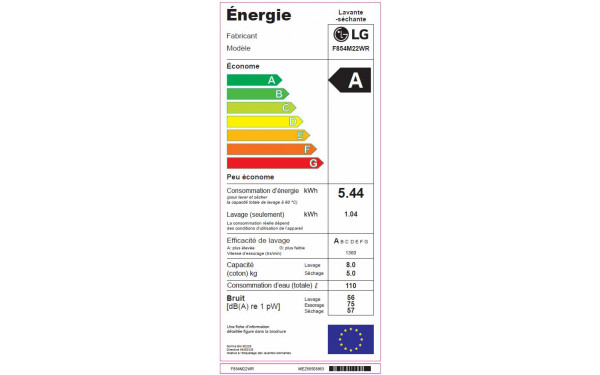 LG F854M22WR - &Eacute;tiquette &eacute;nergie